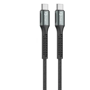 Qcharx Prague Cable Tipo C a Tipo C 3A 60W (2 m) Aleación de aluminio Negro Cordón de tela suave