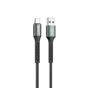 Qcharx Prague Cable USB a Tipo C 3A 20W (1 m) Aleación de aluminio Negro Cordón de tela suave